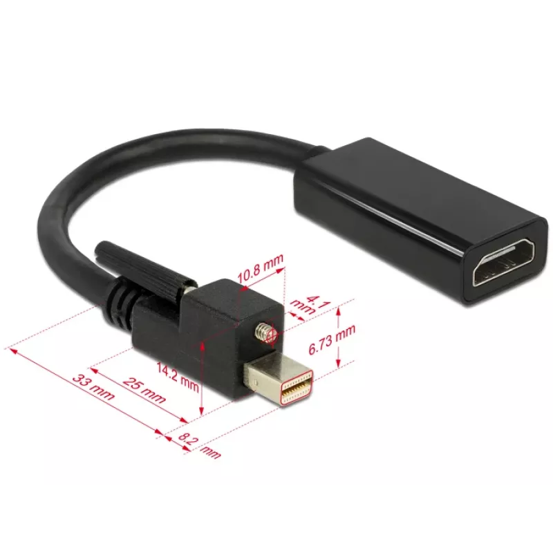 Video kabeļa adapteris DeLOCK 62640 Mini DisplayPort uz HDMI 0,25m melns