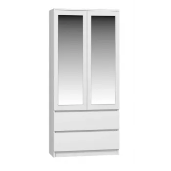 Topeshop SS-90 BIEL LUSTRO bedroom wardrobe/closet 5 shelves 2 durvis(s) balts