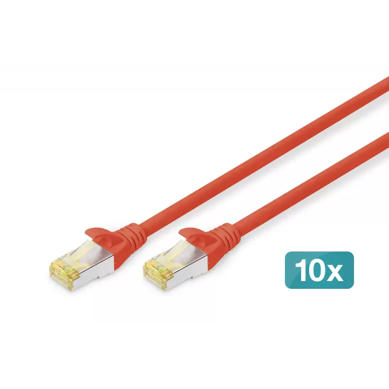 Tīkla kabelis Digitus CAT 6A S/FTP RJ-45 1 m sarkans