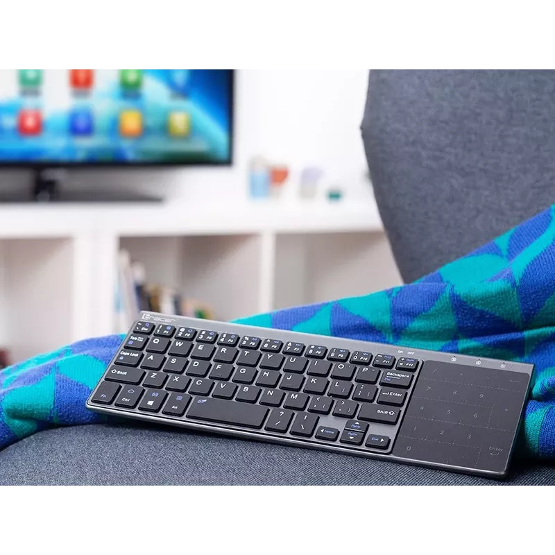 Bezvadu RF pilna izmēra tastatūra TRACER TRAKLA46934, QWERTY angļu, 2,4 GHz nano uztvērējs, membrāna, melna/pelēka