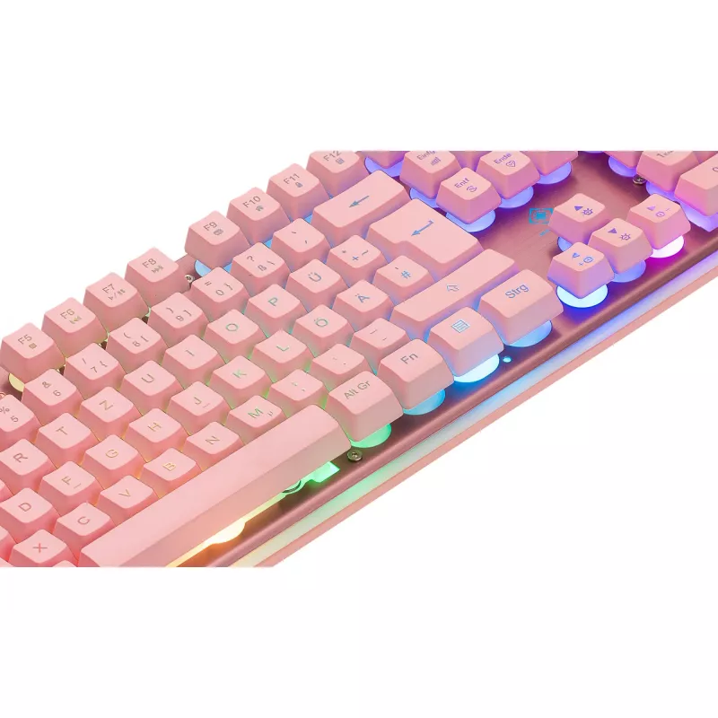 Deltaco GAM-021-RGB-P-DE - pilna izmēra (100%) - USB - membrānas taustiņu slēdzis - QWERTZ - Rozā