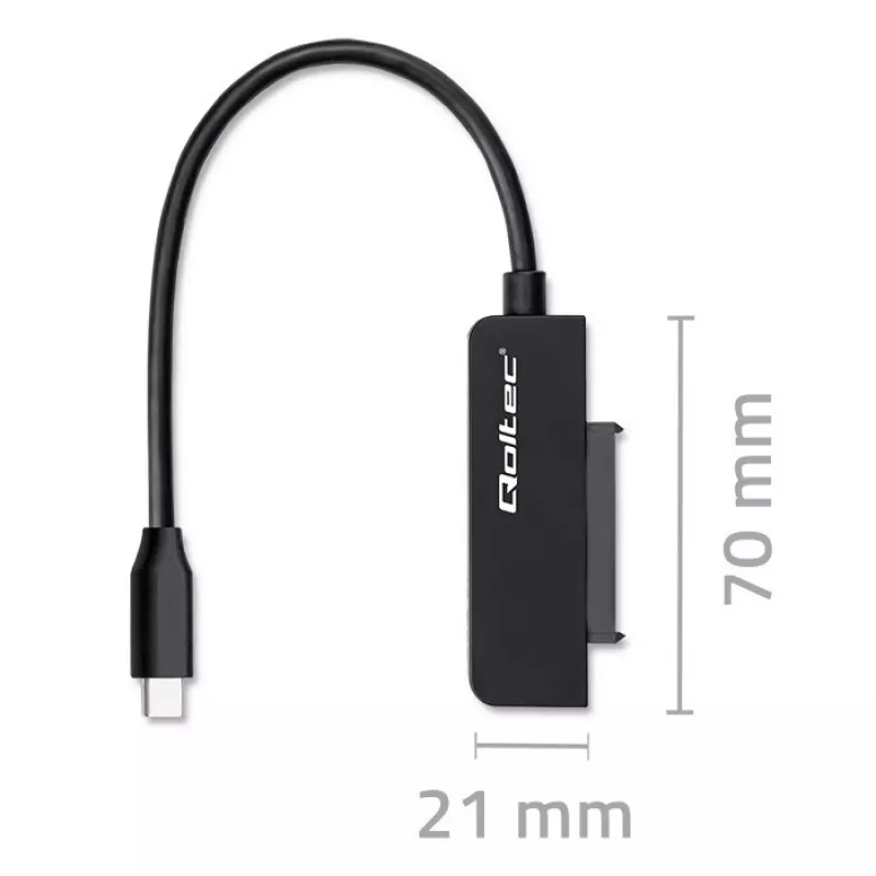 QOLTEC SATA adapteris 52269 2,5 collu diskam uz USB-C, atbalsta līdz 2TB