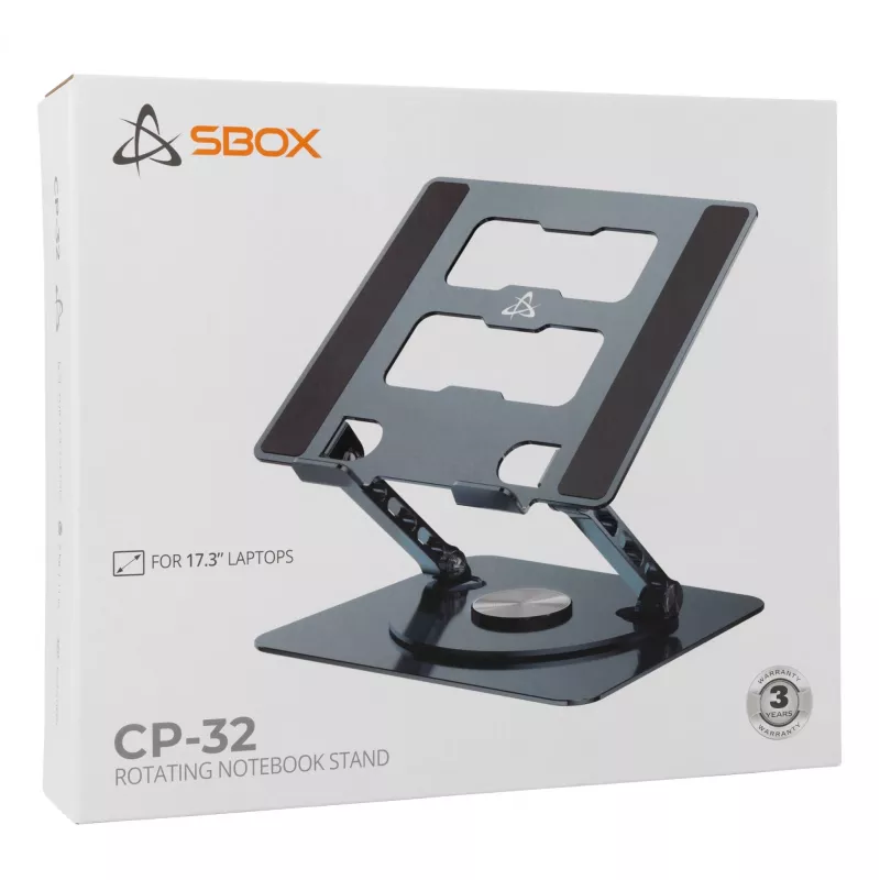 Sbox CP-32 portatīvā datora statīvs ar 360° pagriešanu