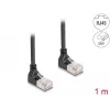 Tīkla kabelis DeLOCK RJ45 Cat.6A S/FTP plāns 90° augšupvērsts 1m Melns