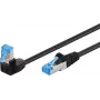 Goobay CAT 6A komutācijas kabelis 1x 90° leņķī, S/FTP (PiMF), Melns, 3 m - fiksatora cilne augšā, LSZH bez halogēna, Varš (51559)