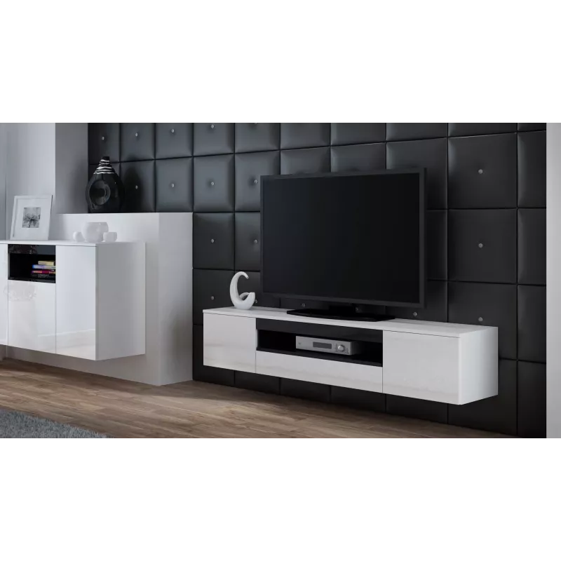 Cama TV statīvs VIVA 180 balts/balts glancēts + melns