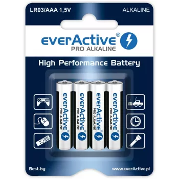 Sārma baterijas AAA / LR03 everActive Pro - 4 gabali (blisteris)