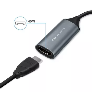 USB-C uz USB-A un HDMI 4K 30Hz adapteris QOLTEC alumīnija korpusā