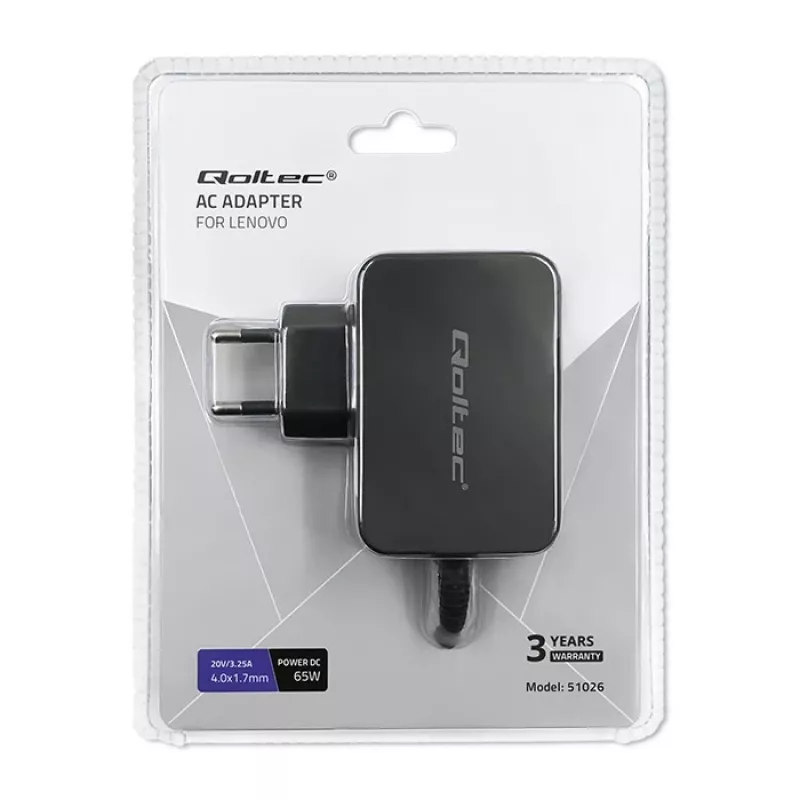 Qoltec 51026 barošanas adapteris/invertors Iekštelpām/ārtelpām 65 W Melns