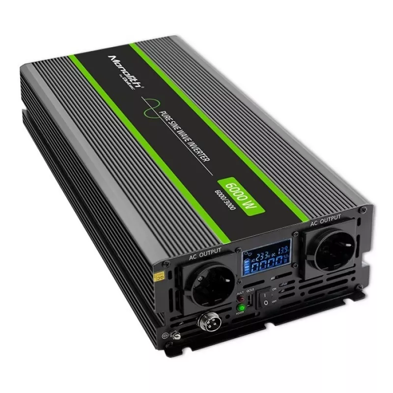 Qoltec 51923 Tīra sinusoīda invertors Monolith | 3000W | 6000W | 24V līdz 230V | LCD