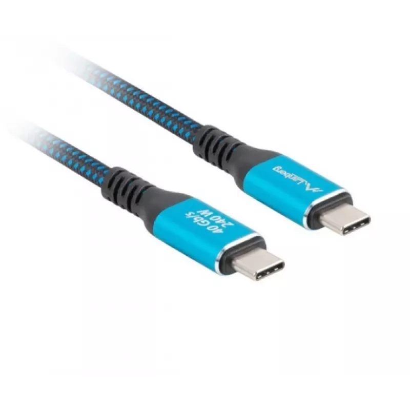 USB-C kabelis M/M USB4 1,5m 240W 60Hz Melns-Zils