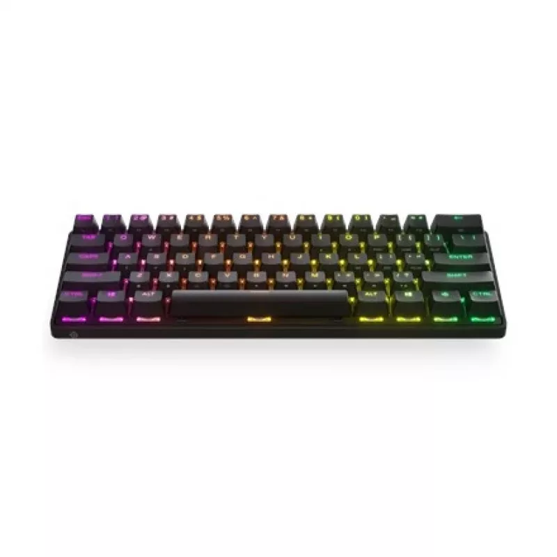 Mehāniskā spēļu klaviatūra STEELSERIES Apex Pro Mini Wireless — 60% formas faktors, USB + RF bezvadu + Bluetooth, QWERTY US, melna