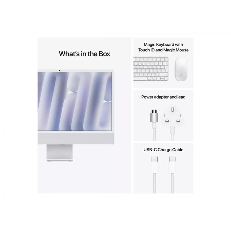 iMac 24 collas: M4 10/10, 24GB, 512GB SSD - Sudraba