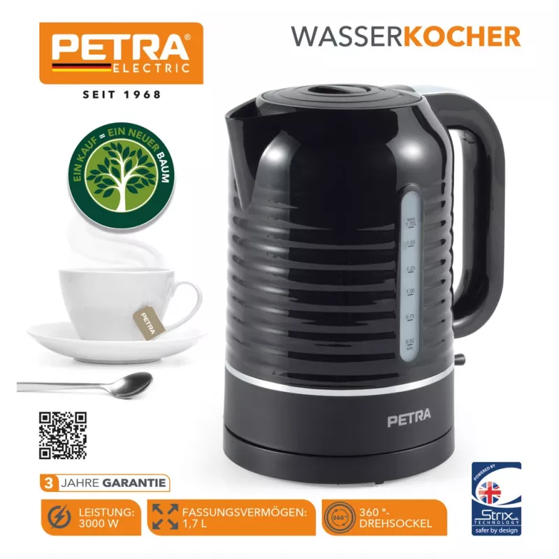 Electric kettle Petra 1.7L 3KW Melns