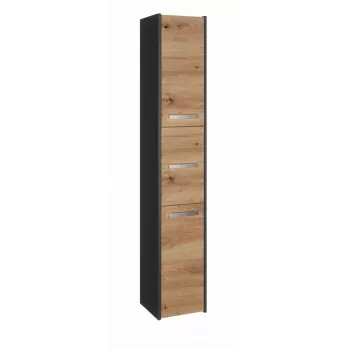 Vannas istabas uzglabāšanas skapis top e shop S33 — brīvi stāvošs, ozola rāmis, antracīta/Artisan apdare, 6 plaukti