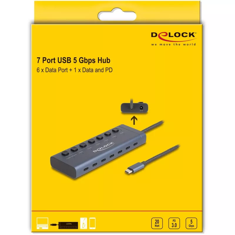 DeLOCK 63410 USB 3.2 Gen 1 Type-C centrmezgls 5000 Mbit/s Zils