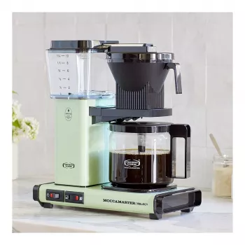 Pilienveida kafijas automāts MOCCAMASTER KBG Select — 1,25 L ūdens tvertne, 10 krūzīšu ietilpība, nerūsējošais tērauds, pasteļzaļš