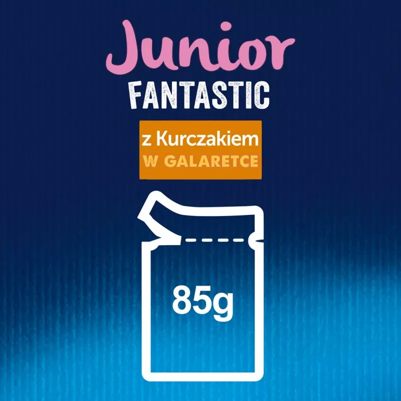 Mitrā kaķu barība Purina Nestlé Felix Fantastic Junior 85 g paciņa — vista, 77,5% mitrums, 13,5% olbaltumvielas