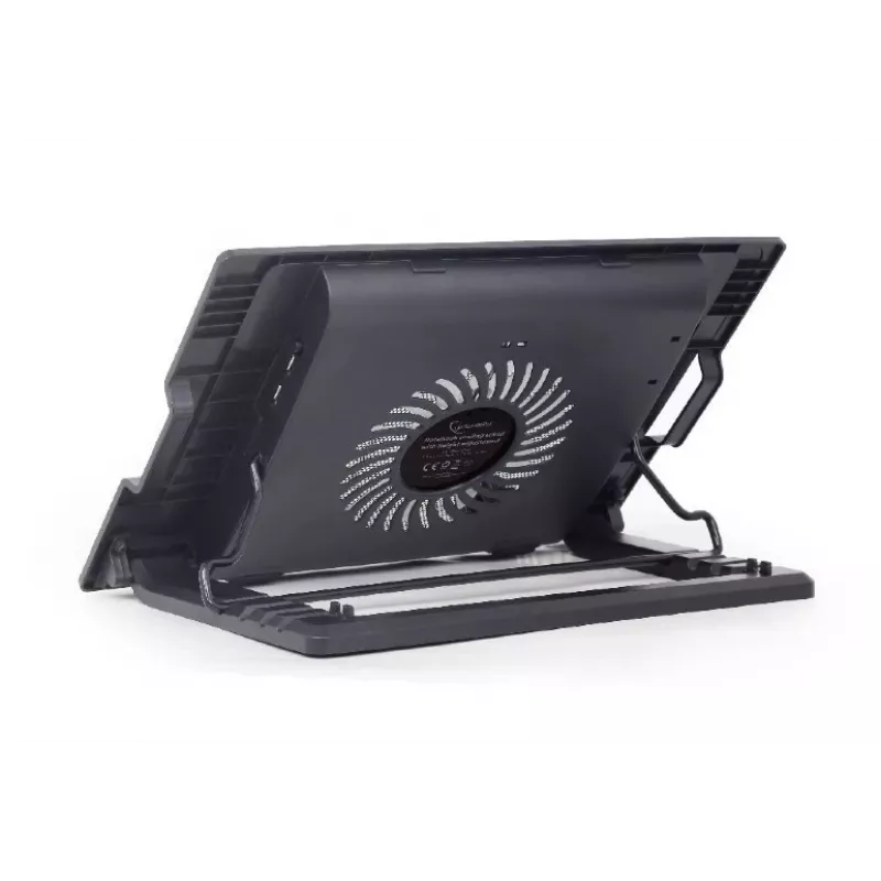 Laptop cooling pad Gembird NBS-1F17T-01, for up to 17 inch, 1×15 cm fan, USB 2.0, 370×265×33 mm, 350 mA, Melns