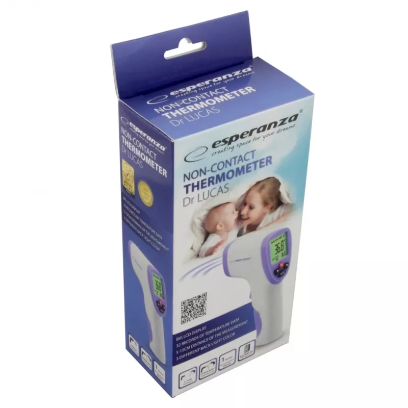 Esperanza ECT002 digitālais ķermeņa termometrs Tālvadības sensors Termometrs Purpurs, Balts Auss, Piere, Mute, Taisnā zarna, Paduse Pogas