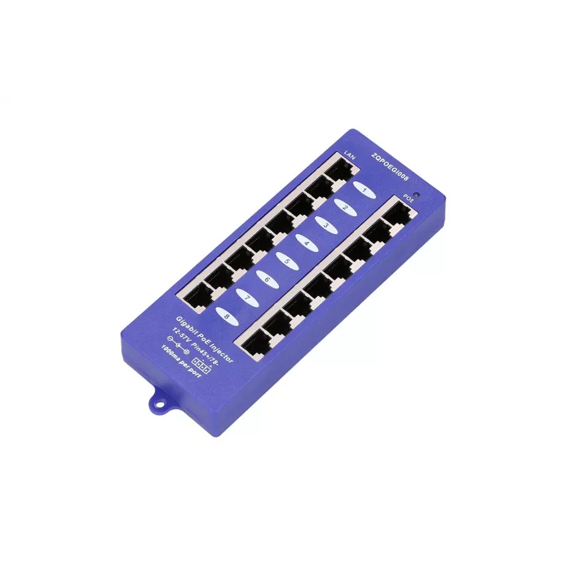 PoE inžektors Extralink Gigabit 8 Portu 1000Mb/s RJ45 B režīms