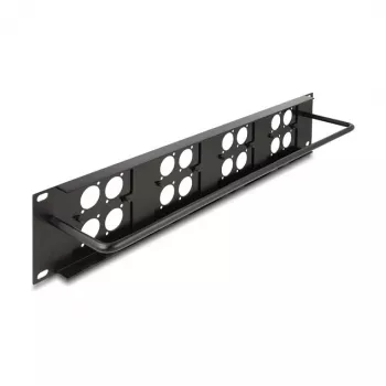 DeLOCK 88195 D veida 19 collu ielāpu panelis ar 4 plāksnēm, 16 porti, 2U, melns