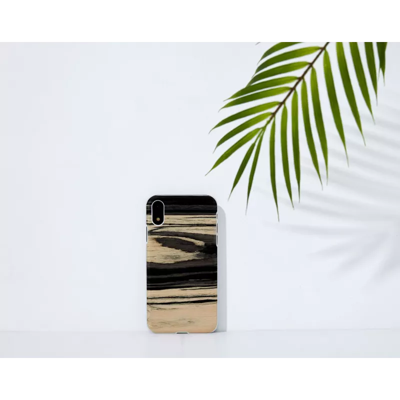 Vāciņš man and wood iPhone XR — balta Ebony apdare