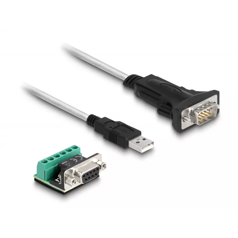 DeLOCK 63465 seriālais kabelis melns caurspīdīgs 1,8 m USB Type-A DB-9
