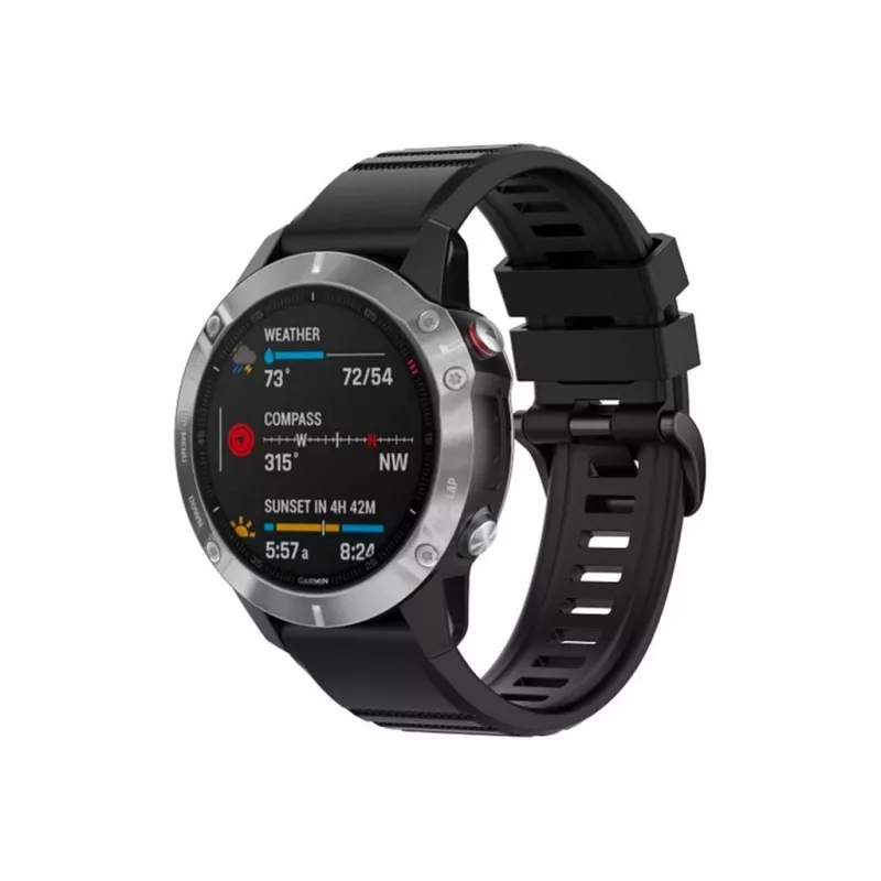 Silikona siksniņa FIXED Garmin QuickFit 26mm melna — rezerves pulksteņa siksniņa 26 mm