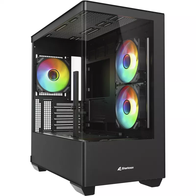 Datora korpuss Sharkoon Elite Shark CM100 Tower Micro-ATX, bez PSU, melns