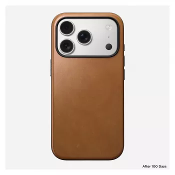 Mobilā tālruņa maciņš Nomad Modern Leather Case vāciņš iPhone 17 Pro, 16 cm (6,3 collas), dzeltenbrūns, āda un PC/TPU
