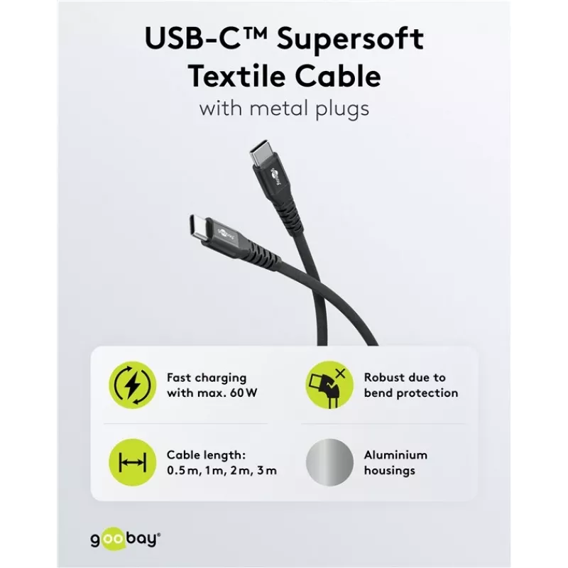 Goobay 73953 USB kabelis melns