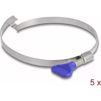 Skrūvju skava DeLOCK Butterfly Hose Clamp nerūsējošā tērauda 400 kreisās vītnes 80 - 100 mm 5 gab.