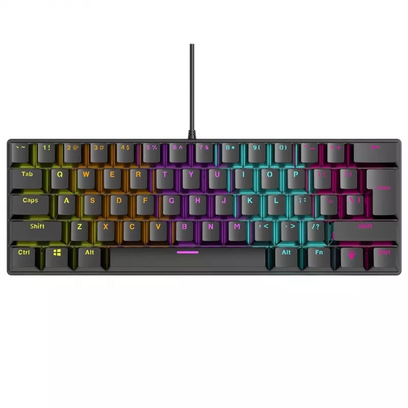 Mehāniskā tastatūra RAMPAGE PLOWER K60 ar Blue slēdžiem un RGB fona apgaismojumu