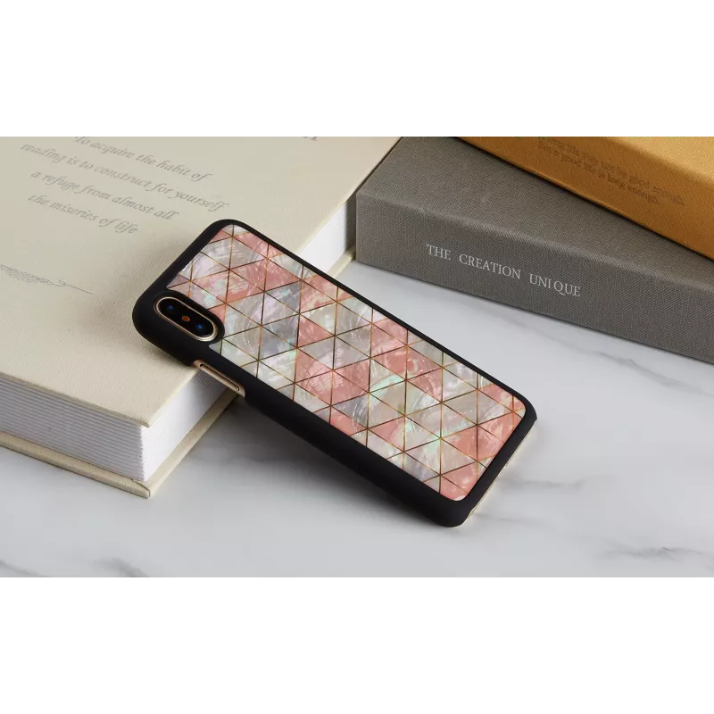 Aizsargājošs viedtālruņa maciņš iKins iPhone XS / iPhone X, rombveida raksts, melns