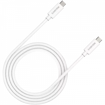 CANYON UC-44, kabelis, U4-CC-5A1M-E, USB4 TYPE-C uz TYPE-C kabeļa komplekts 40G 1m 5A 240W(ERP) ar E-MARK, CE, ROHS, balts