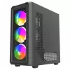 PC kuba korpuss SAVIO Noctis Glass RGB — Melns, ATX/Micro-ATX, 210×410×450 mm, 3×120 mm priekšējie ventilatori