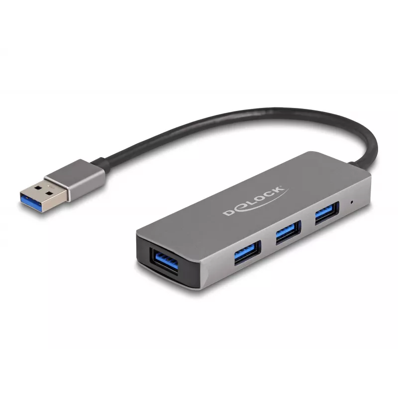 DeLOCK 63171 USB centrmezgls 3.2 Gen 1 A tipa 5000 Mbit/s Pelēks