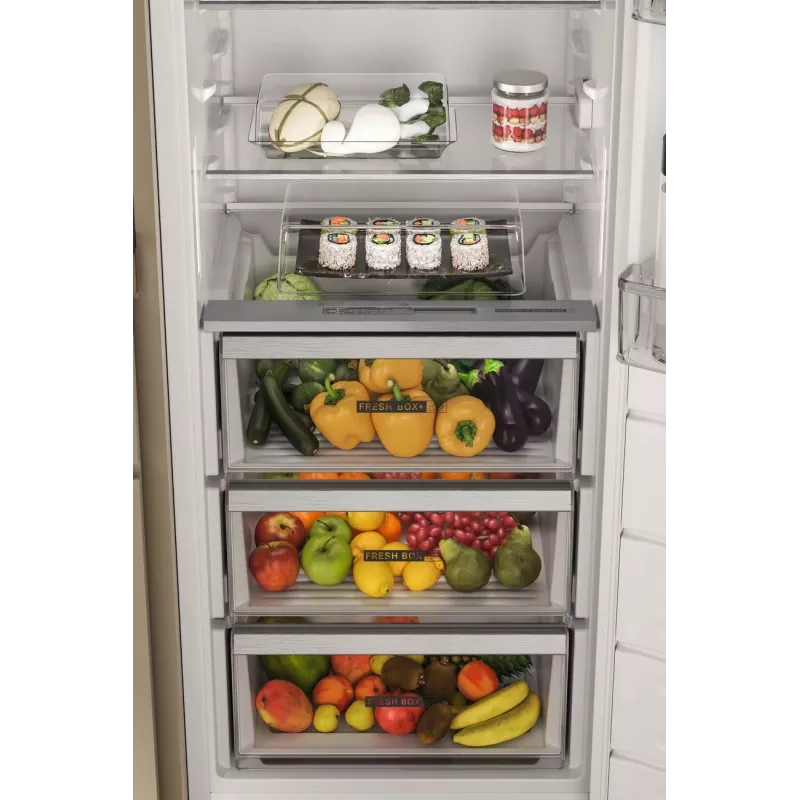Whirlpool ledusskapis | WHSD18A013D1 | Energoefektivitātes klase E | Iebūvējams | Pārtikas ledusskapis | Augstums 177 cm | Ledusskapja lietderīgā ietilpība 306 L | Displejs | 30 dB | Nerūsējošais tērauds