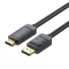 DisplayPort uz HDMI kabeļa adapteris Vention HAGBH, 2 m, melns, 7 mm diametrs