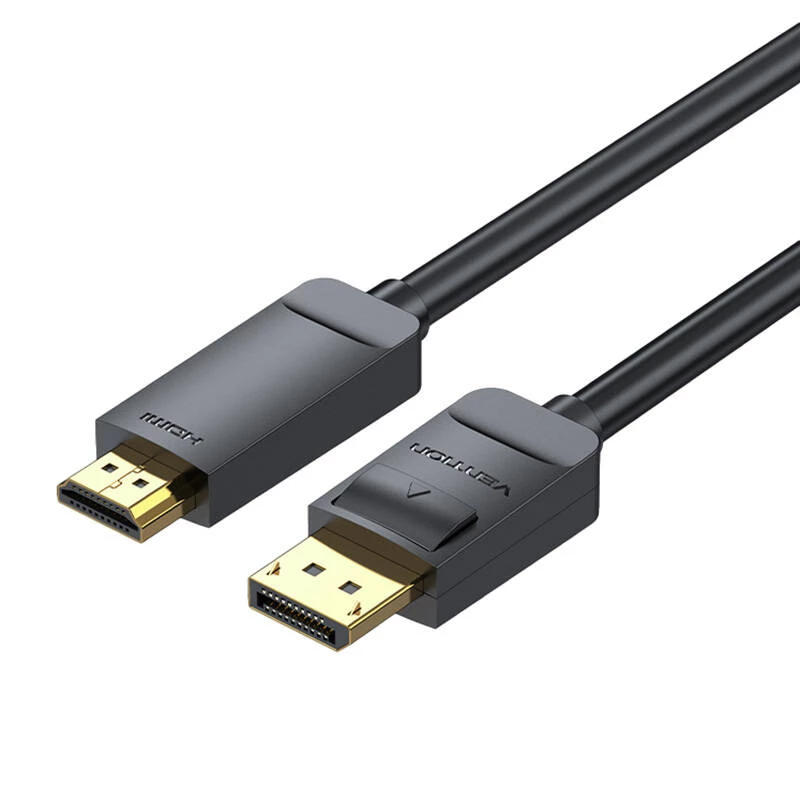 DisplayPort uz HDMI kabeļa adapteris Vention HAGBH, 2 m, melns, 7 mm diametrs