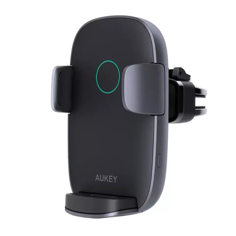 Bezvadu uzlādes telefona turētājs automašīnā Aukey HD-C52 — Qi saderīgs regulējama leņķa automašīnas telefona turētājs ar bezvadu uzlādi