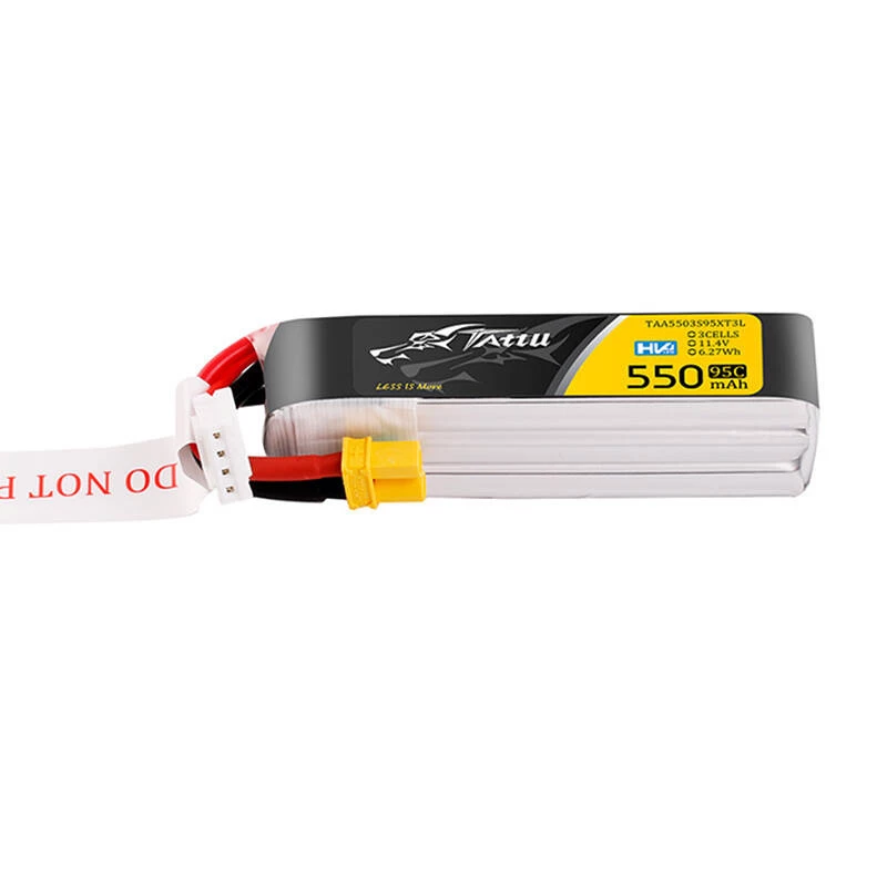 Tattu 3s 550mAh 95C 11.4V HV Lipo akumulators ar XT30 spraudni, garā iepakojuma savienotājs