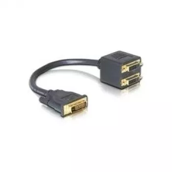 DVI Adapter DeLOCK DVI25 M to 2x DVI25 F 0.2m Melns