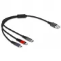 USB lādēšanas kabelis DeLOCK 3 vienā Type-A uz Lightning Micro USB USB Type-C 30 cm