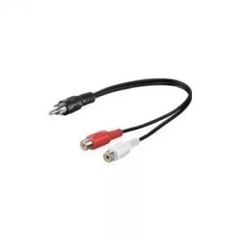 Wentronic Goobay RCA adaptera kabelis, melns, 0,2 m - RCA spraudnis > 2x RCA ligzda (audio kreisais/labais) (50005)