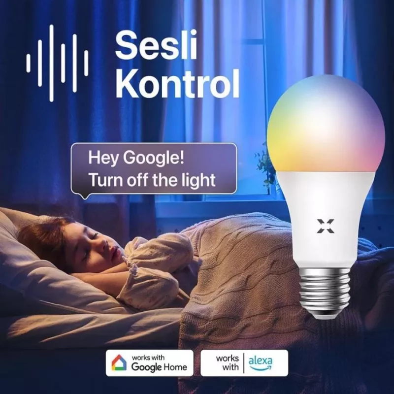 XENON Smart X7021 viedā LED RGB spuldze, 9 W, Wi-Fi, Bluetooth, balta