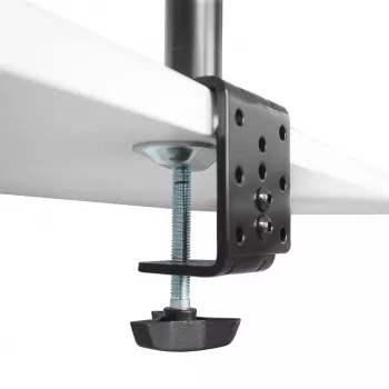 Maclean MC-967 Divu monitoru vertikālais galda stiprinājums, VESA max 100x100, 13-27 inch, 2x 9 kg, pulverkrāsots, ar slīpumu, rotāciju un regulēšanu