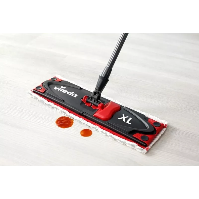 VILEDA mops Ultramax XL Box — mazgājama mikrošķiedra, 360° rotējoša galva, salokāms, cietām grīdām