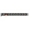 Strāvas sadales bloks Gembird EG-PDU-014-FC14, 8 maiņstrāvas rozetes, C14 ieeja, 3 m kabelis, 1U alumīnija korpuss, 10 A, 3680 W